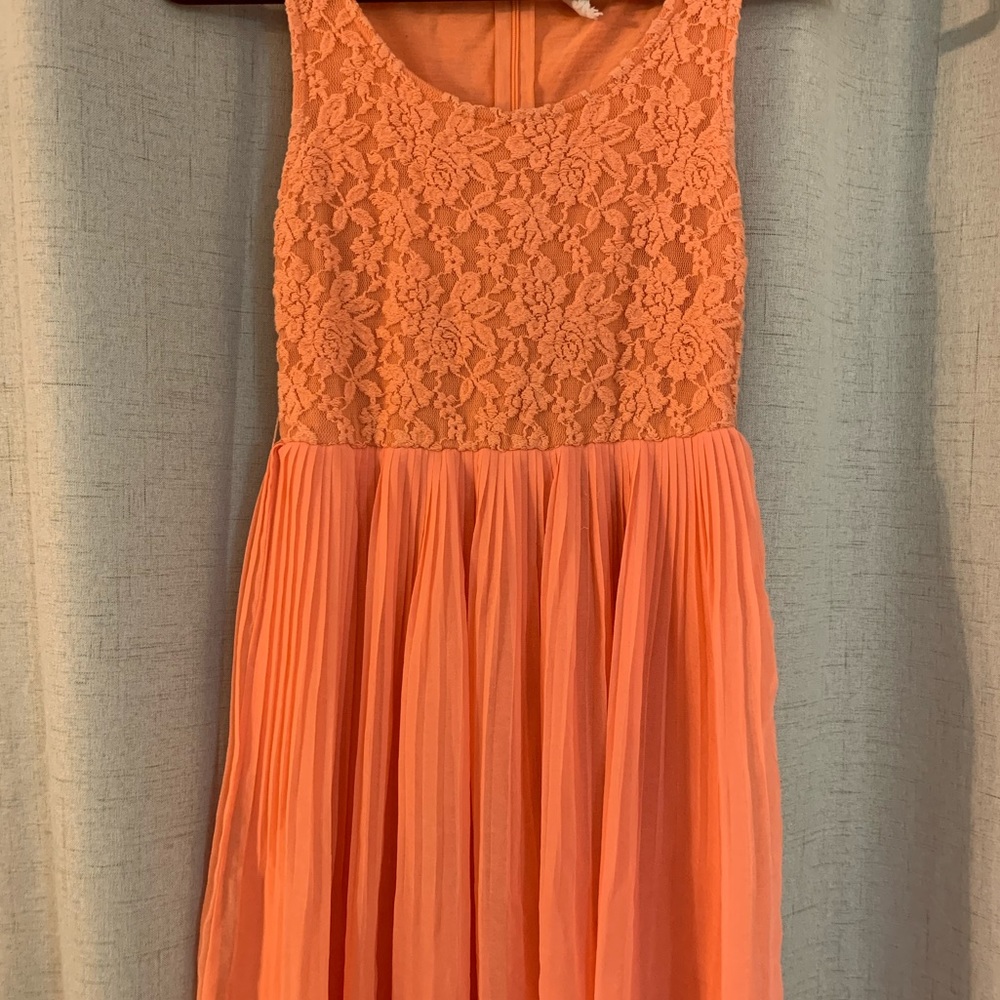Adorable coral, slightly above knee length dress